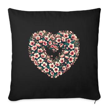Blossom Heart Floral Crest - Sofa pillowcase 17,3'' x 17,3'' (45 x 45 cm) - black - Front