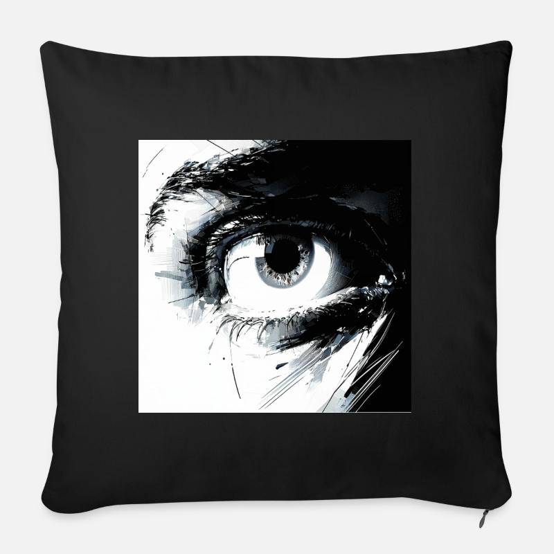 Abstraktes Auge in Schwarzweiß - Sofakissenbezug 45 x 45 cm - Schwarz