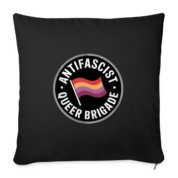 Antifascist Queer Brigade - Antifa Pride Merch - Housse de coussin décorative 45 x 45 cm - noir - Devant