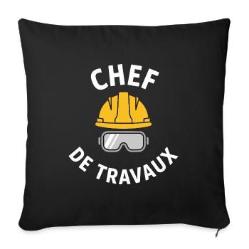 Chef de Chantier travaux Bricoleur Bricolage Cadea - Housse de coussin décorative 45 x 45 cm - noir - Devant