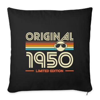 Original 1950's Retro Tee - Sofa pillowcase 17,3'' x 17,3'' (45 x 45 cm) - black - Front