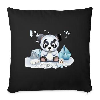 Panda câlin dans le trésor de glace - Housse de coussin décorative 45 x 45 cm - noir - Devant