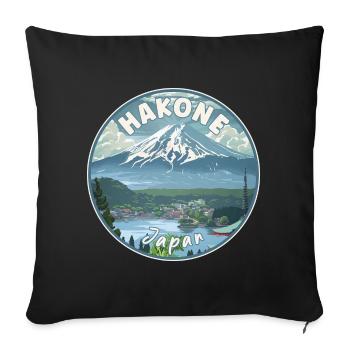 Découvrez Hakone au Japon Art de voyage paysager - Housse de coussin décorative 45 x 45 cm - noir - Devant
