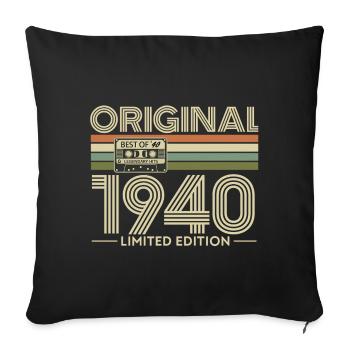 Original 1940 Retro Cassette Limited - Sofa pillowcase 17,3'' x 17,3'' (45 x 45 cm) - black - Front