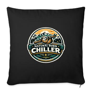 Insigne de Paresseux Naturellement Chill - Housse de coussin décorative 45 x 45 cm - noir - Devant