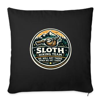 Sloth Hiking Team We're Coming - Sofa pillowcase 17,3'' x 17,3'' (45 x 45 cm) - black - Front