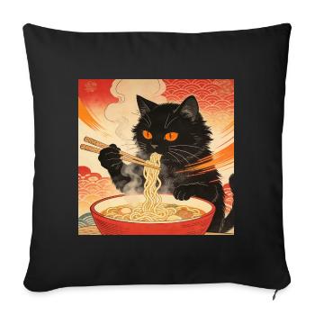 Cute Cat Ramen Noodles Japan Wave Gift - Sofa pillowcase 17,3'' x 17,3'' (45 x 45 cm) - black - Front