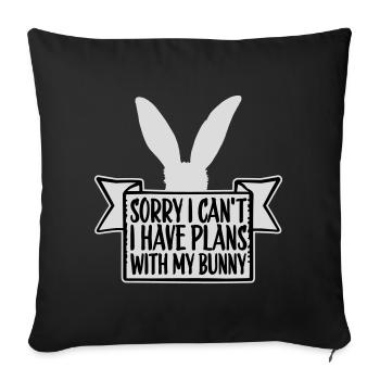 Sorry I Can't I Have Plans With My Bunny Hase Logo - Sofa pillowcase 17,3'' x 17,3'' (45 x 45 cm) - black - Front