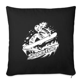 Slopestyle Snowboard Action in the Mountains - Sofa pillowcase 17,3'' x 17,3'' (45 x 45 cm) - black - Front