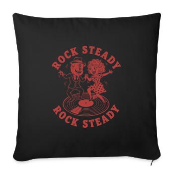 Couple de danse rock steady sur vinyle - Housse de coussin décorative 45 x 45 cm - noir - Devant