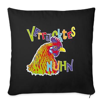 Fans de poulet - Coq - Coq - Poulet fleur - Bio - Housse de coussin décorative 45 x 45 cm - noir - Devant