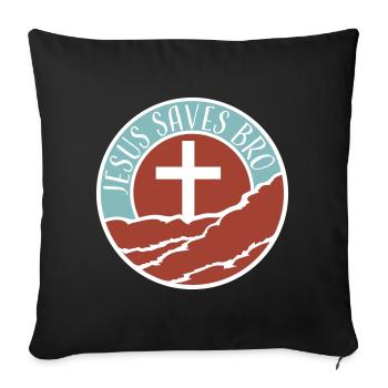Jésus sauve un frère Dicton religieux drôle Logo de la foi - Housse de coussin décorative 45 x 45 cm - noir - Devant