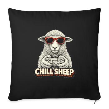 Chill Sheep mit Controller - Sofakissenbezug 45 x 45 cm - Schwarz - Vorne