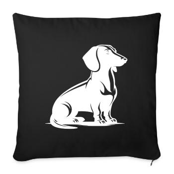 Noble Dachshund Drawing Hunting Dog Dog Silhouette - Sofa pillowcase 17,3'' x 17,3'' (45 x 45 cm) - black - Front