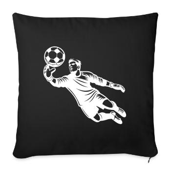 Fußballtorwart bei einer Glanzparade im Sprung - Sofakissenbezug 45 x 45 cm - Schwarz - Vorne