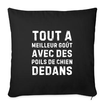 Dog hair – funny dog lover humor - Sofa pillowcase 17,3'' x 17,3'' (45 x 45 cm) - black - Front