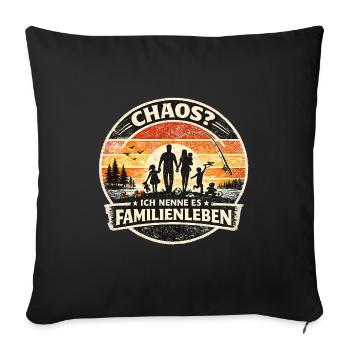 Chaos familial sur la plage : joie de vivre - Housse de coussin décorative 45 x 45 cm - noir - Devant