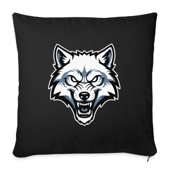 Wild Arctic White Wolf Maskottchen-Maskottchen-Logo - Sofakissenbezug 45 x 45 cm - Schwarz - Vorne