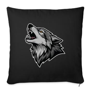 Loup Gris Hurlant Lune Sauvage Logo Wolf - Housse de coussin décorative 45 x 45 cm - noir - Devant