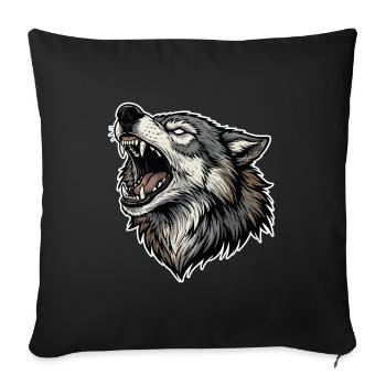 Wild Wolf Howling Alpha Wolf Mascot - Sofa pillowcase 17,3'' x 17,3'' (45 x 45 cm) - black - Front