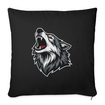 Wild Wolf Heult Rotaugen-Maskottchen Wolf Maskottchen - Sofakissenbezug 45 x 45 cm - Schwarz - Vorne