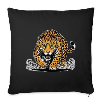 Jaguar Léopard Attaque Eau Mascotte Prédateur - Housse de coussin décorative 45 x 45 cm - noir - Devant