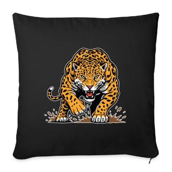 Jaguar Léopard Course Sauvage Mascotte Prédateur - Housse de coussin décorative 45 x 45 cm - noir - Devant
