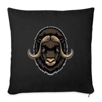 Arctic Muskox Wild Mascot Logo - Sofa pillowcase 17,3'' x 17,3'' (45 x 45 cm) - black - Front