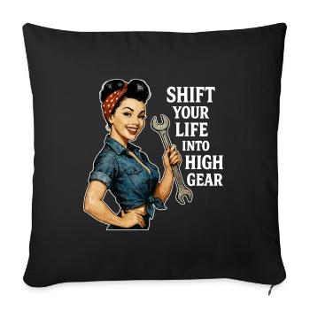 Pin-up vintage Workshop : mode de vie High Gear - Housse de coussin décorative 45 x 45 cm - noir - Devant