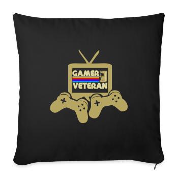 Gamer Veteran Retro TV - Housse de coussin décorative 45 x 45 cm - noir - Devant