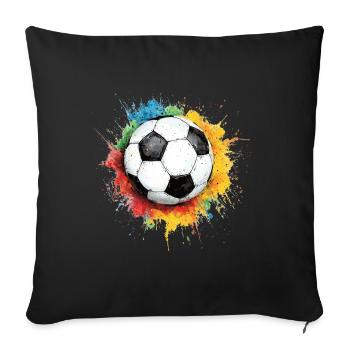 Ballon de football aquarelle - Housse de coussin décorative 45 x 45 cm - noir - Devant