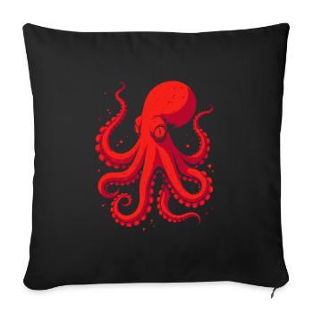 Crimson Octopus Pop Art - Sofa pillowcase 17,3'' x 17,3'' (45 x 45 cm) - black - Front