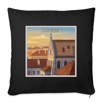 Zagreb Dachlandschaft im Abendlicht - Sofakissenbezug 45 x 45 cm - Schwarz - Vorne