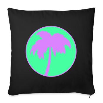 Neon Palm Tree Circle Silhouette - Sofa pillowcase 17,3'' x 17,3'' (45 x 45 cm) - black - Front