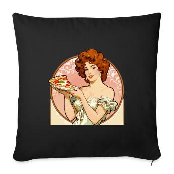 Pizza-Girl vintage Pin-Up dans le style Art nouveau - Housse de coussin décorative 45 x 45 cm - noir - Devant