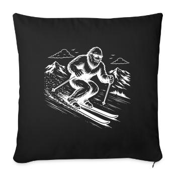 Bigfoot Sasquatch skiers in the mountains - Sofa pillowcase 17,3'' x 17,3'' (45 x 45 cm) - black - Front