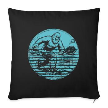 Bigfoot Sasquatch Tennis rétro de padel - Housse de coussin décorative 45 x 45 cm - noir - Devant