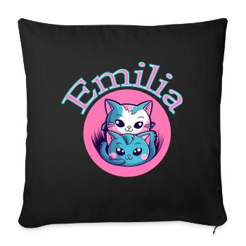 Emilia Cat Duet - Sofa pillowcase 17,3'' x 17,3'' (45 x 45 cm) - black - Front