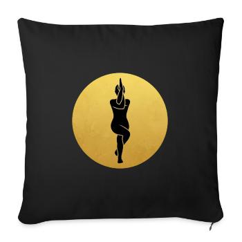 Eagle Pose Yoga Silhouette Golden Sun - Sofa pillowcase 17,3'' x 17,3'' (45 x 45 cm) - black - Front
