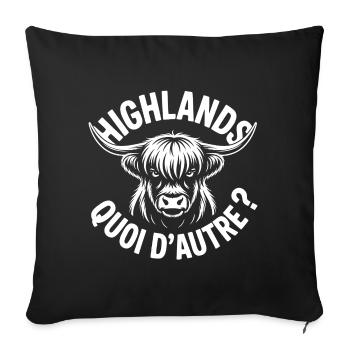 Highlands Ox Longhorn Monochrome - Sofa pillowcase 17,3'' x 17,3'' (45 x 45 cm) - black - Front