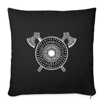Viking Runic Shield and Norse Crusader Axes - Sofa pillowcase 17,3'' x 17,3'' (45 x 45 cm) - black - Front