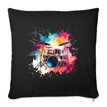 Schlagzeug Bunt - Sofakissenbezug 45 x 45 cm - Schwarz - Vorne