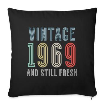 1969 vintage - Sofa pillowcase 17,3'' x 17,3'' (45 x 45 cm) - black - Front