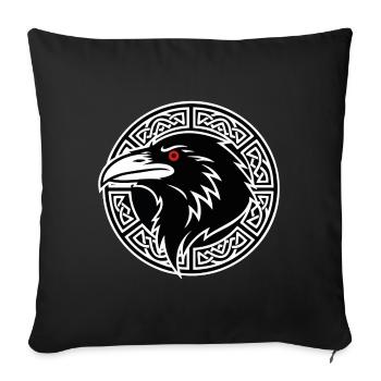 Odins Rabe Huginn Muninn Wikinger-Runen-Maskottchen - Sofakissenbezug 45 x 45 cm - Schwarz - Vorne