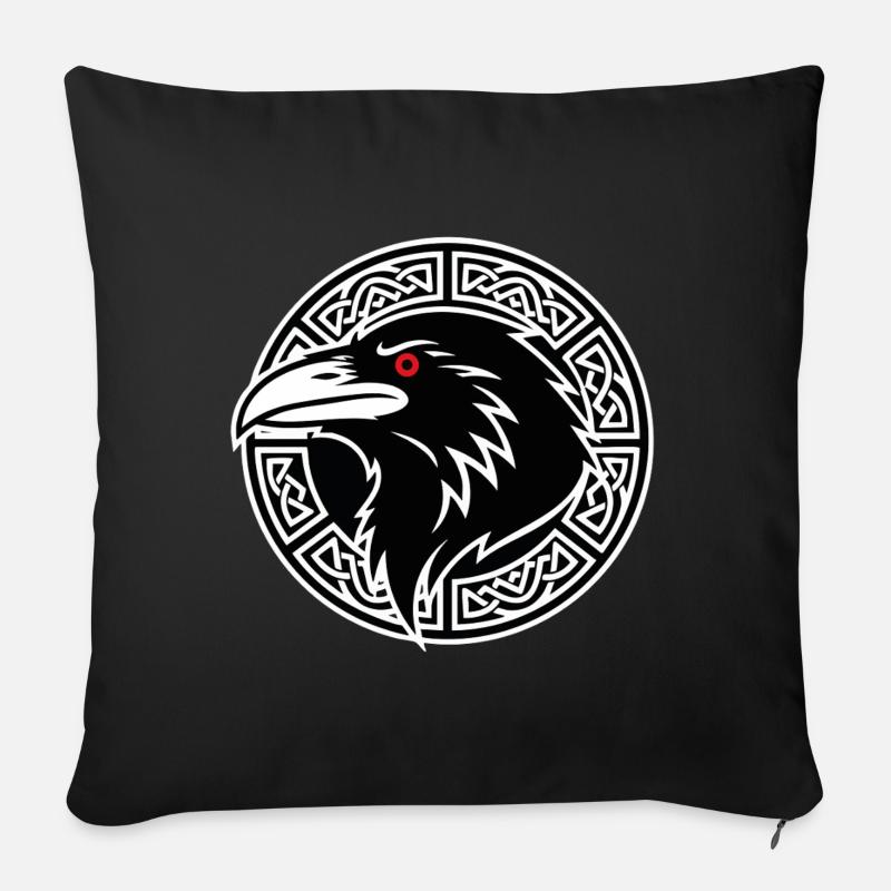 Odins Rabe Huginn Muninn Wikinger-Runen-Maskottchen - Sofakissenbezug 45 x 45 cm - Schwarz