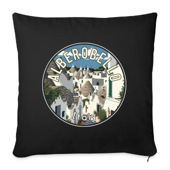 Découvrez la magie du trulli d’Alberobello en Italie - Housse de coussin décorative 45 x 45 cm - noir - Devant