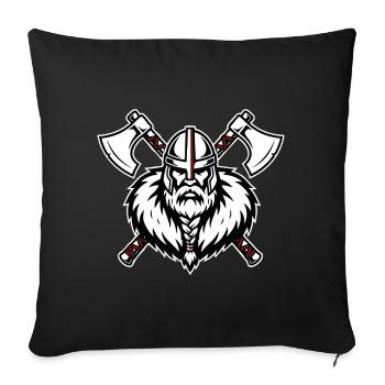 Viking Axemaster Guerrier Haches Croisées Mascotte - Housse de coussin décorative 45 x 45 cm - noir - Devant
