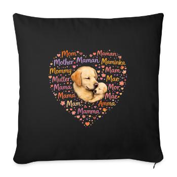 Labrador Mom Heart – Mother's Day Gift - Sofa pillowcase 17,3'' x 17,3'' (45 x 45 cm) - black - Front