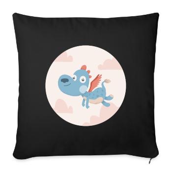 dragon bleu - Housse de coussin décorative 45 x 45 cm - noir - Devant