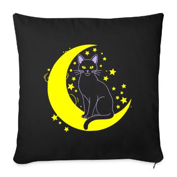  Katze Mond Sterne Outline - Sofakissenbezug 45 x 45 cm - Schwarz - Vorne